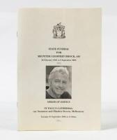 PETER BROCK: A copy of the Order of Service for the state funeral of Peter Brock, Tuesday 19 September 2006