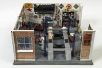 DIORAMA: An excellent 1:18 scale workshop diorama by Alpine Display Cases titled 'DJ Auto Repairs' - 3