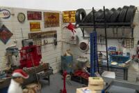 DIORAMA: An excellent 1:18 scale workshop diorama by Alpine Display Cases titled 'DJ Auto Repairs' - 5