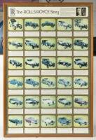 ROLLS ROYCE: A framed and glazed 'The Rolls-Royce Story' poster featuring models from 1904-1970 along with a brief description of the model. 91cm high, 60.5cm wide