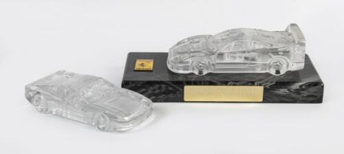 FERRARI: Two approximate 1:24 scale crystal Ferrari models including a Testarossa and an F40