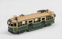 TRAMS/TRAINS: A group of three Tram and&nbsp;Train models, comprising&nbsp;a Melbourne City Circle tram a Melbourne 'W' Class tram&nbsp;and a British Railways 'Britannia' steam&nbsp;locomotive on&nbsp;display base - 2