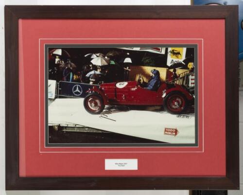 MILLE MIGLIA 2001: A framed photograph of the Mille Miglia 2001 'Start' featuring David Jones/Schudmacks 1930 Alfa Romeo Super Sport #62, 45.5cm high, 70cm wide