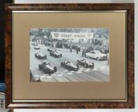 AGP: An framed black and white photograph of the&nbsp;c1956&nbsp;Grand Prix event held at Albert Park Melbourne, 49cm high, 59.5cm wide