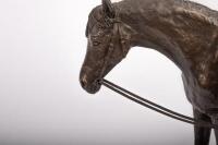 MARY PINSENT: A large bronze sculpture by equine artist Mary Pinsent, features horse with standing rider on oval wooden base, with fixed plaque commemorating the 1988 Australian Bicentennial Castrol World Rally - 4