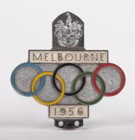 1956 OLYMPICS: A 1956 Melbourne Olympic Games grille badge by H.R. Hobson Pty Ltd Melbourne, 10.5cm high, 10cm wide - 2