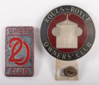 ROLLS-ROYCE: Two Rolls-Royce club grille badges, comprising&nbsp;a 'Rolls-Royce Owner's Club of America' badge and a '20 Ghost Club' badge