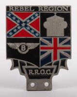 ROLLS ROYCE: A limited edition (57 of 200) Rolls-Royce Owners Club of America&nbsp; 'Rebel Region' grille badge, 11.5cm high, 9cm wide