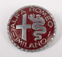 ALFA ROMEO: An Alfa Romeo Milano round front two pin badge, 5.5cm in diameter