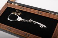 JAGUAR: A sterling&nbsp;silver leaping Jaguar keyring in wooden presentation box - 2