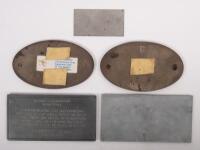 ROLLS ROYCE: A collection of five Rolls-Royce plaques/badges comprising&nbsp;two 'Wholly Ghost Tour' 1994 & 1996 along with two Rolls Royce 'London & Derby' plaques one engraved from the 2003 Alpine Tour, other blank, and a&nbsp;small Federal Rally 1991 plaque, lar - 2