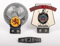 BADGES: Three badges,&nbsp;a small Jaguar badge, a Scotland St. Christopher grille badge and a Arriba Letran grille badge