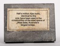 WEST GATE: An interesting desk piece from the opening of the West Gate Bridge Melbourne Australia 1978 featuring an Ajax bolt identical to those&nbsp;used in its&nbsp;construction - 4