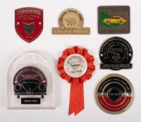 PORSCHE: A collection of Porsche badges from events including Porsche Classic 2002, 356 Downunder Oz 2005, 30th Annual Parade 2005, 2003 Parade, Halls Gap 1998 6th National Gathering, and two others