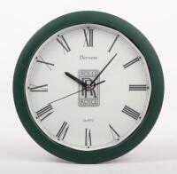 WALL CLOCK: A Derwent wall clock with Rolls-Royce emblem at centre, green bezel, 8.5cm diameter, working