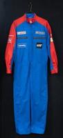 RACING SUIT: A Fred Perry Williams Renault overalls, includes other sponsors tags such as Labatts, Canon, Camel, Elf, Good Year etc, no size tag evident, 1.6m long