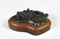 MG: A limited edition, bronze desk ornament of an MG TC by Lawrence Braun, dated 1985, numbered 40 of 70, 22cm long, 13cm wide.