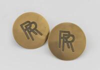 ROLLS-ROYCE: A pair of 'RR' Rolls-Royce grille badges, 7.5cm in diameter
