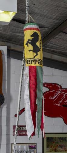FERRARI: A small Ferrari tubular roof banner with tasselled ends, approx 1m long