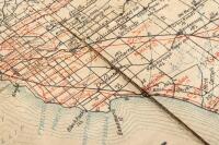 MELBOURNE: A c1930s 'Geo.R. Broadbent's Holiday Map' 'Fifty Miles Round Melbourne' folding travel map, backed with gauze like wrap to strengthen, approx 80.5cm high, 74cm wide unfolded&nbsp; - 3