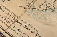 MELBOURNE: A c1930s 'Geo.R. Broadbent's Holiday Map' 'Fifty Miles Round Melbourne' folding travel map, backed with gauze like wrap to strengthen, approx 80.5cm high, 74cm wide unfolded&nbsp; - 4
