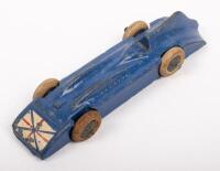 BLUEBIRD LAND SPEED RECORD RACE CAR: A World Land Speed Streamlined Racer, an older release of a Bluebird race car, believed to be product number 009. Made in England, approx 12.5cm.