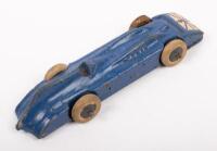 BLUEBIRD LAND SPEED RECORD RACE CAR: A World Land Speed Streamlined Racer, an older release of a Bluebird race car, believed to be product number 009. Made in England, approx 12.5cm. - 2