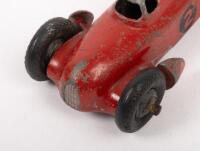 DINKY TOYS: A Dinky Toys Auto Union Streamlined Record breaking car,&nbsp;an older rarer release in red with the number 2 on the sides, made in England by Meccano Ltd. - 4