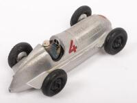 MERCEDES BENZ RACING CAR: A Dinky Toys Race Car Number 4, a silver Mercedes Benz W25 race car. Dinky Toys, made in England, Meccano Ltd. - 2