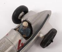 MERCEDES BENZ RACING CAR: A Dinky Toys Race Car Number 4, a silver Mercedes Benz W25 race car. Dinky Toys, made in England, Meccano Ltd. - 5