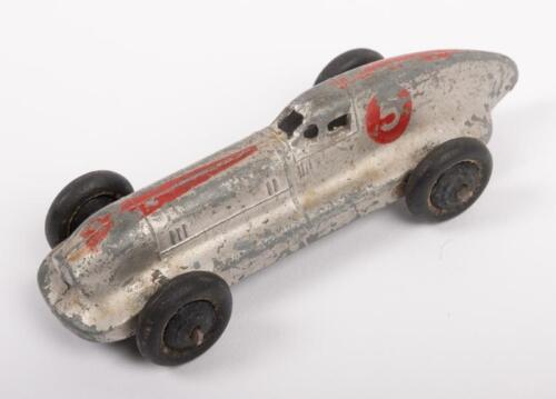 DINKY TOYS: A Dinky Toys No.23B Hotchkiss Race Car #5 in silver, circa 1934, made in England by Meccano/Dinky Toys