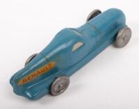 RENAULT: A circa 1938 model of a Renault Nervasport landspeed race car in blue with solid silver wheels, approx 10cm in length - 2