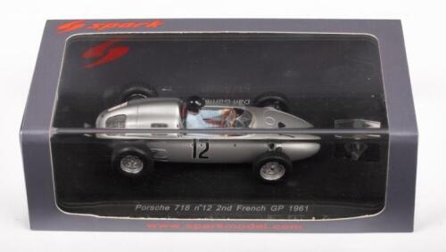 PORSCHE 718 #12 FRENCH GP 1961 DAN GURNEY: A Porsche 718 model car, number #12 as driven by Dan Gurney to 2nd place in the French GP in 1961, manufactured by Spark model, product number S1865