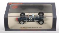 LOLA MK4 MONACO GP JOHN SURTEES: A Lola MK4 model car, this is the number #28 race car, as driven to 4th place by John Surtees in the 1962 Monaco GP, manufactured by Spark models, product number S1814&nbsp;