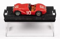 FERRARI 125S CORTESE 1947 MILLE MIGLIA: A Ferrari 125S model, the number #10 race car model, as driven by Cortese in the 1947 Mille Miglia, manufactured by Brumm models, product number R182, model comes on a plinth base and a clear acrylic case, no outer 