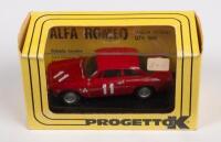 ALFA ROMEO GIULIA SPRINT GTA: A 1965 Alfa Romeo Giulia Sprint GTA&nbsp;model, 1:43rd scale, #11 race car version from Monza 1967 as driven by I Giunti, manufactured by Progettok Automodelli, product number #044, made in Italy
