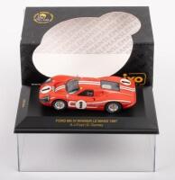 FORD MK IV WINNER LE MANS 1967: A Ford MK&nbsp;IV&nbsp;model car, as raced to victory in the 1967 le mans race, the number #1 race was driven by a j foyt & dan gurney, product number lmc004, manufactured by ixo models, made in China&nbsp;