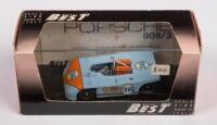 PORSCHE 908/3 TARGA FLORIA 1970: A Porsche 908/3 model car, the number #36 gulf livery race car as raced at Targa Floria 1970, product number #9034, manufactured by Best model, made in Italy&nbsp;