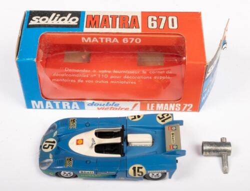 MATRA 670 COURTE #15: A 1:43 scale Matra 670 Courte #15, in original box, manufactured by Solido, model No. 13, made in France