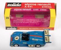 ALPINE RENAULT A 441 2 LITRES: A 1:43 scale 1974&nbsp;Alpine Renault A 441 2 Litres,&nbsp;in original box, manufactured by Solido, model No. 20, made in France