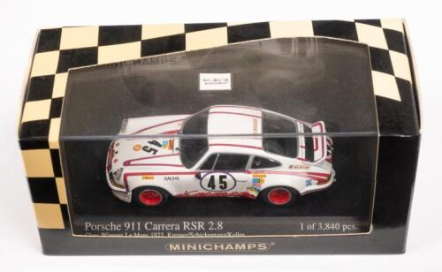 PORSCHE 911 CARRERA RSR 2.8: A 1:43 scale Minichamps Porsche 911 Carrera RSR 2.8 24h Le Mans 1973 Kremer-Keller