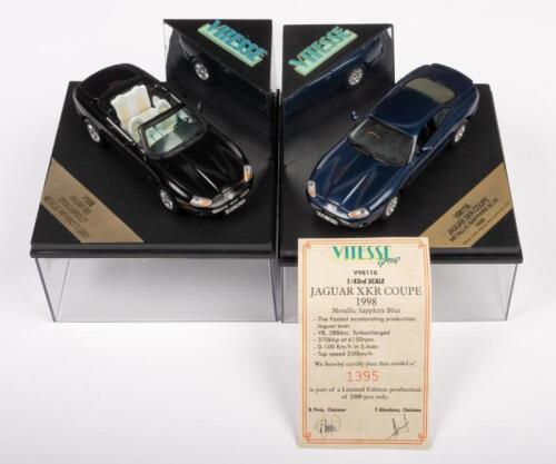 392 · JAGUAR XKR COUPE, JAGUAR XK8 OPEN CABRIOLET: Two 1:43 scale Vitesse including a Limited Edition (1395/2500) Jaguar XKR Coupe 1998 and a Jaguar XK8 Open Cabriolet
