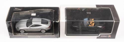 447 · JAGUAR XK COUPE, JAGUAR F-TYPE V8 S: Two 1:43 scale Minichamps - Premium X including a 2006 Jaguar XK Coupe and a 2013 Jaguar F-Type V8 S