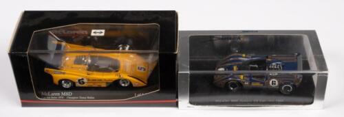 MCLAREN M8D, MCLAREN M6B: Two 1:43 scale Minichamps/Spark models including a 1970 McLaren M8D Can Am Series Denny Hulme and a 1968 McLaren M6D Sunoco #6 Can Am
