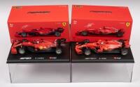 FERRARI SF21, FERRARI SF71H: Two&nbsp;1:43 scale Burago models&nbsp;including a Ferrari SF21 C. Leclerc&nbsp;and a Ferrari SF71H S. Vettel