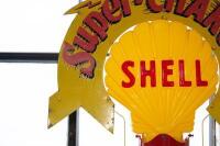SHELL: A superbly restored 1920s manual petrol pump in 'Shell Motor Spirit' livery complete with&nbsp;plastic illuminated&nbsp;'Clamshell' globe surrounded by enamelled 'Super-CHARGED' wreath&nbsp;sign. - 7