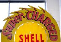 SHELL: A superbly restored 1920s manual petrol pump in 'Shell Motor Spirit' livery complete with&nbsp;plastic illuminated&nbsp;'Clamshell' globe surrounded by enamelled 'Super-CHARGED' wreath&nbsp;sign. - 8