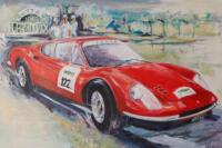 DAVID JONES / GAY DUTTON: A very large oil on canvas painting by renowned motorsport artist Gay Dutton, presented by Tattersalls to David Jones in appreciation of service, depicting many of the vehicles in the stable of vendor David Jones - 2