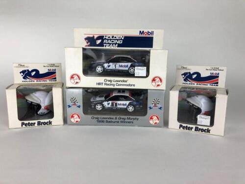 HOLDEN: Four Classic Carlectables scale models. Racing cars and helmets (Note updated images)