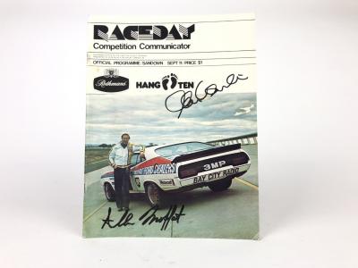 SANDOWN: A 1977 Rothmans Hang Ten Sandown competition programme, signed by Allan Moffat and Bathurst teammate (car #2) Alan Hamilton. 